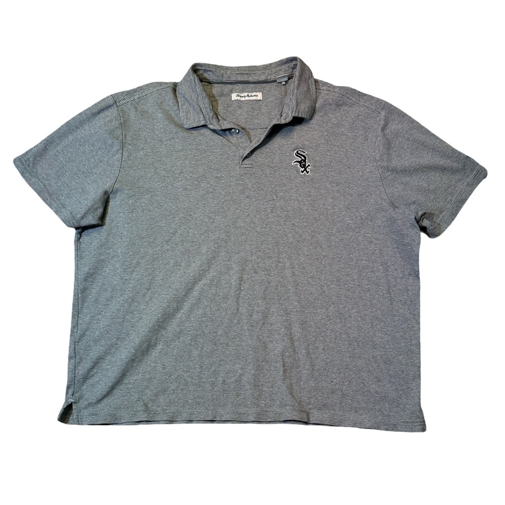 Tommy Bahama mens 2XL XXL gray Chicago white Sox MLB cotton polo shirt EUC